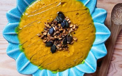 Crema de calabaza con lenteja roja
