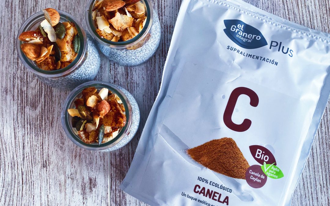 Chìa pudding con pastel de pera y canela